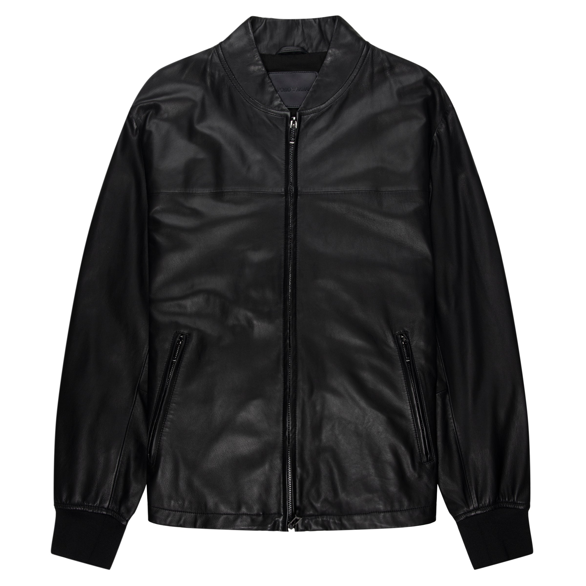 Black bomber jacket on a white background