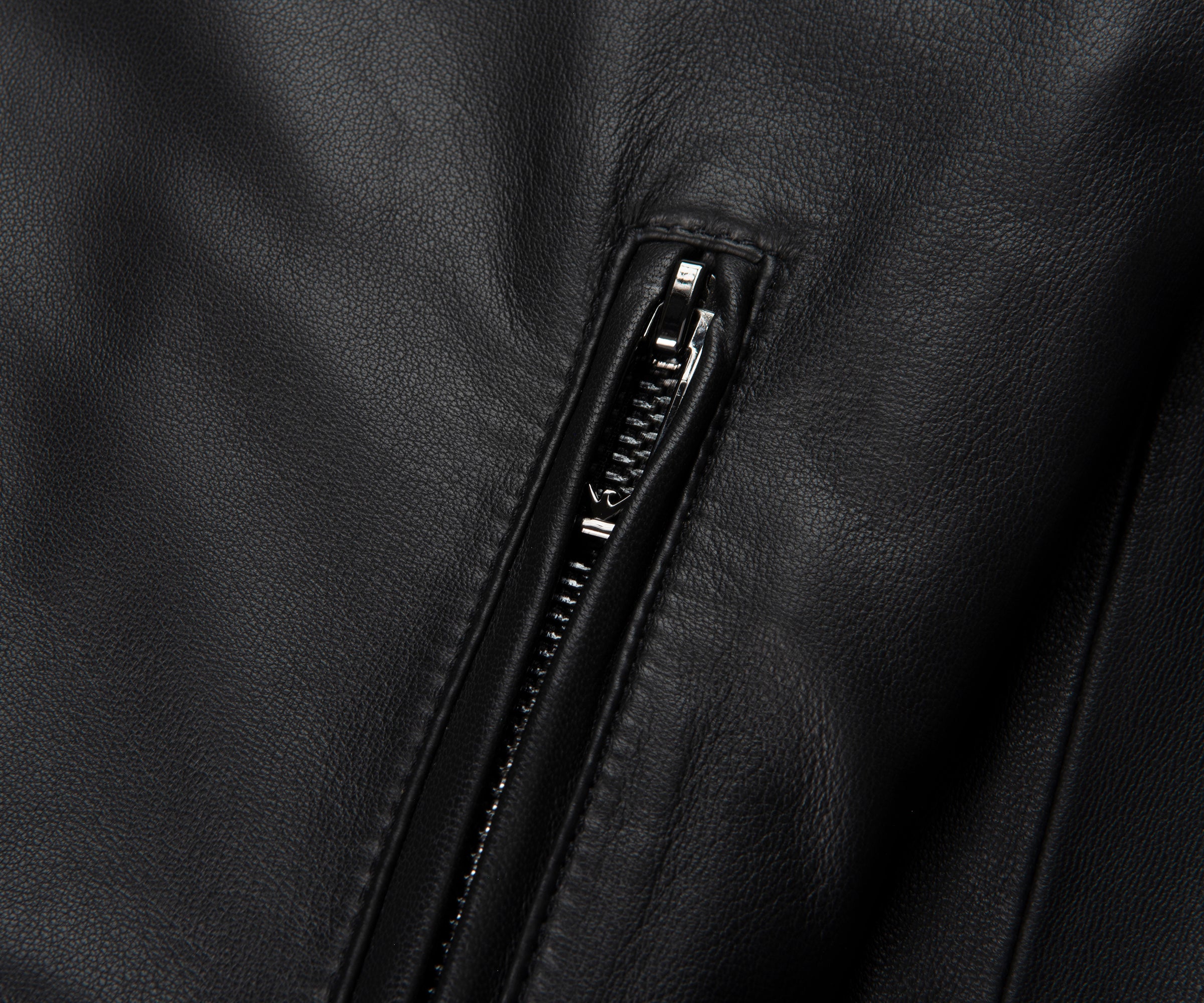 Emporio Armani Black Leather Bomber Jacket