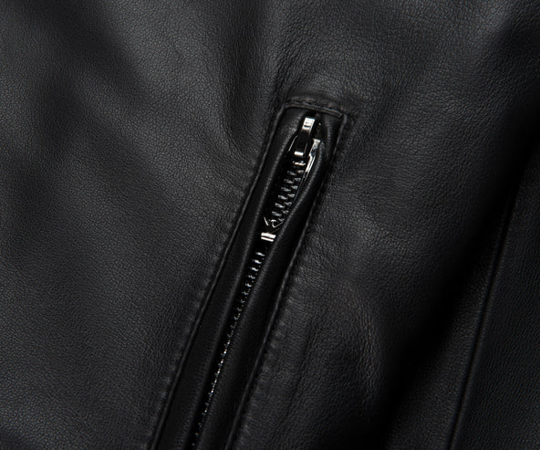 Emporio Armani Black Leather Bomber Jacket