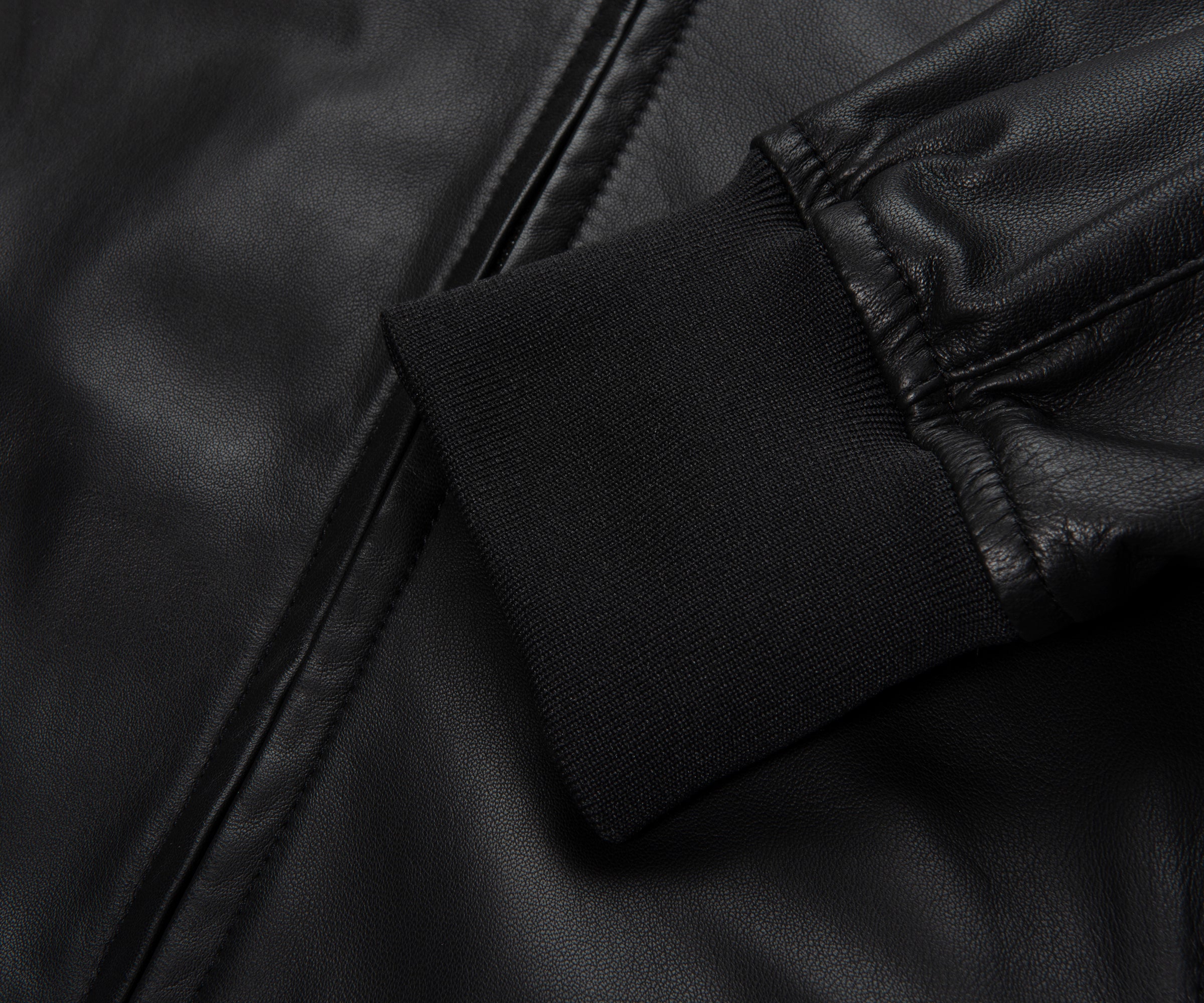 Emporio Armani Black Leather Bomber Jacket