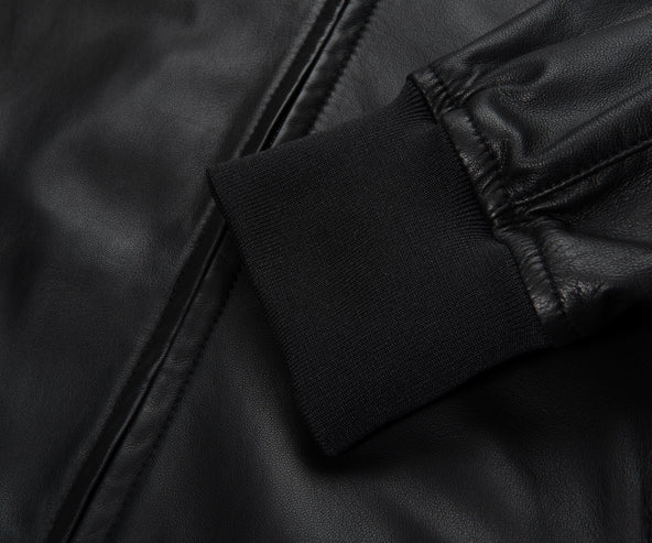 Emporio Armani Black Leather Bomber Jacket