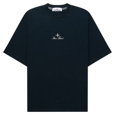Stone Island Navy Stitched Back Embroidered Logo T-Shirt