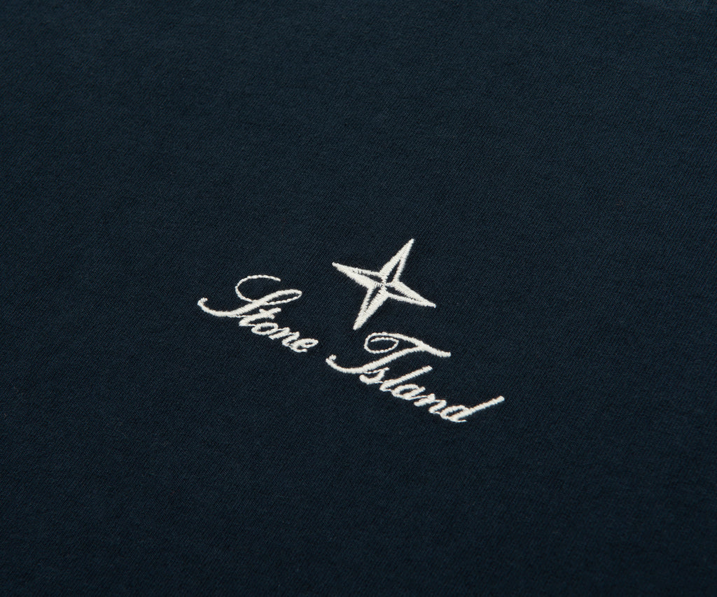 Stone Island Navy Stitched Back Embroidered Logo T-Shirt