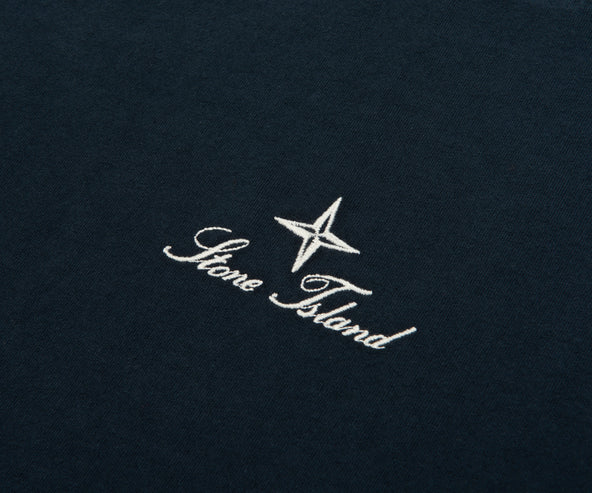Stone Island Navy Stitched Back Embroidered Logo T-Shirt