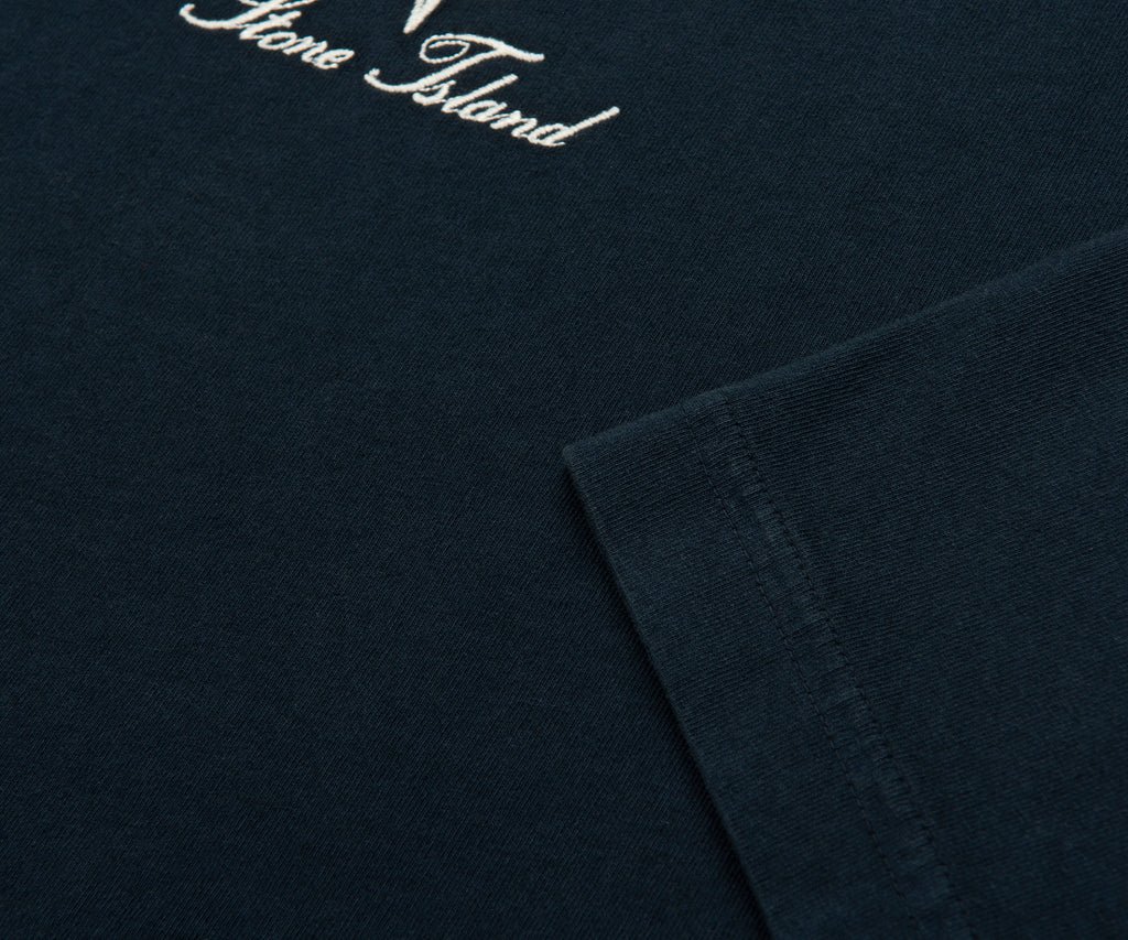 Stone Island Navy Stitched Back Embroidered Logo T-Shirt