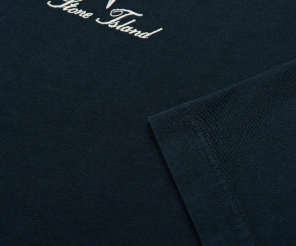 Stone Island Navy Stitched Back Embroidered Logo T-Shirt