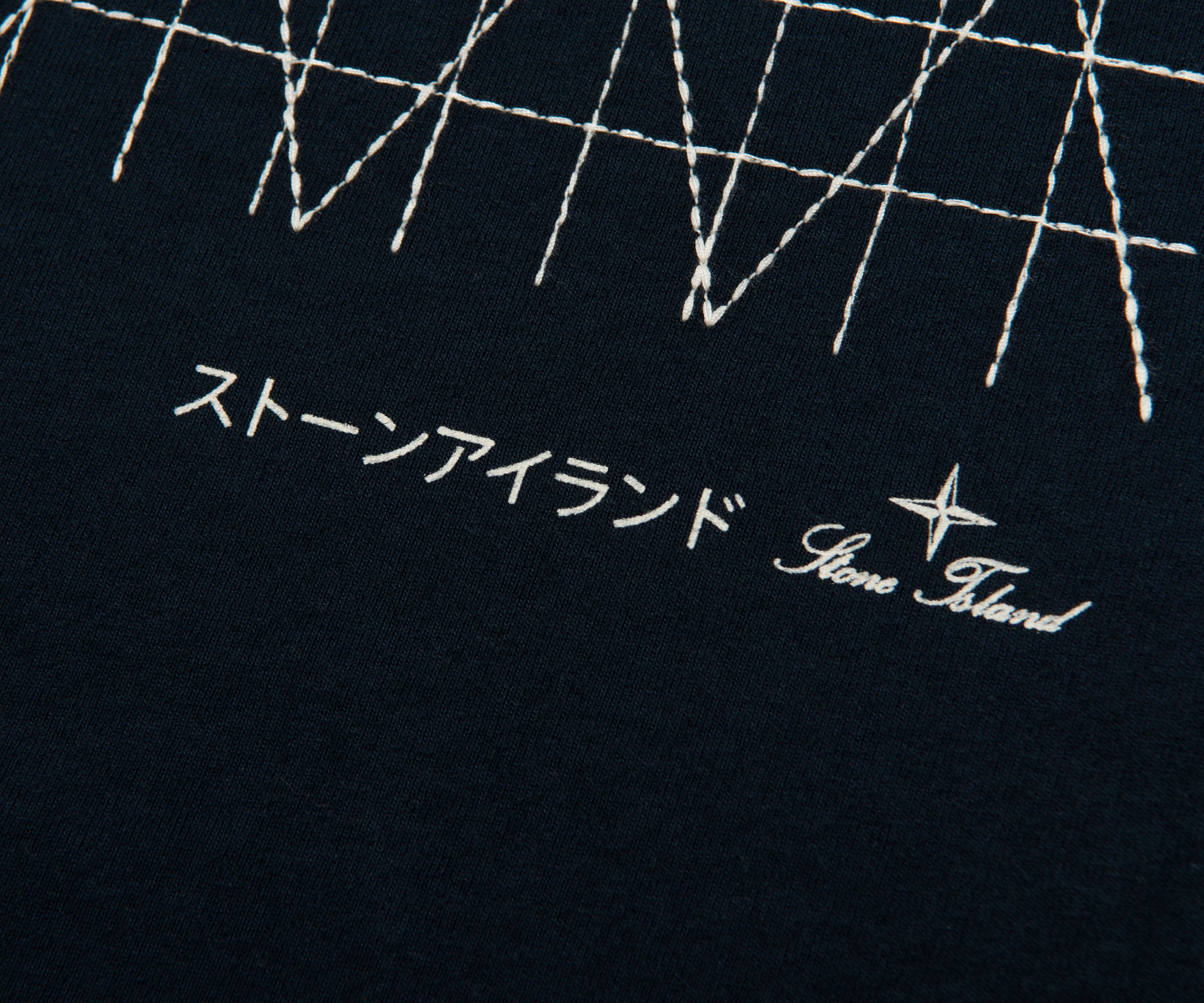 Stone Island Navy Stitched Back Embroidered Logo T-Shirt