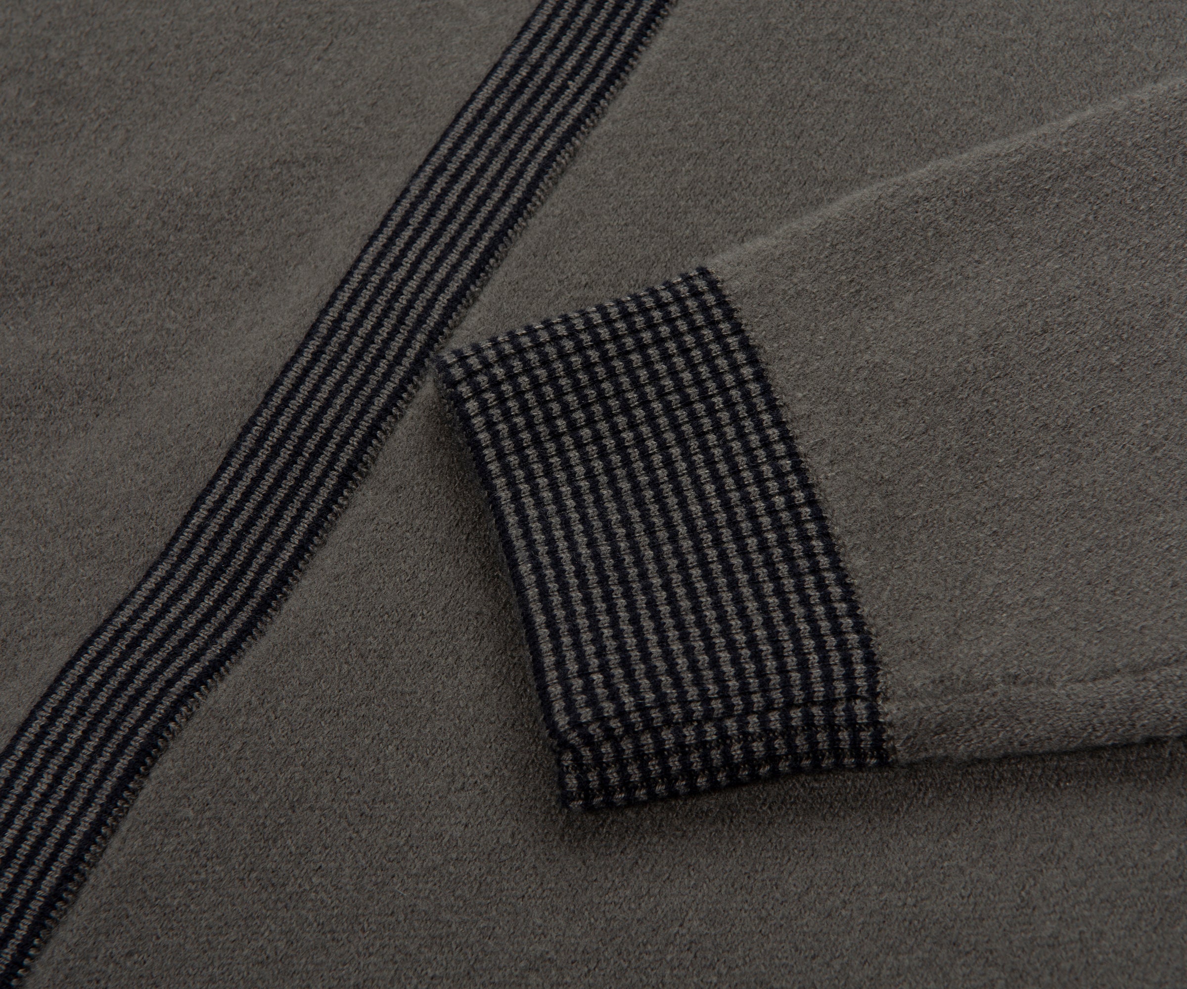 Emporio Armani Khaki Woolen Trim Detailed Full Zip Cardigan