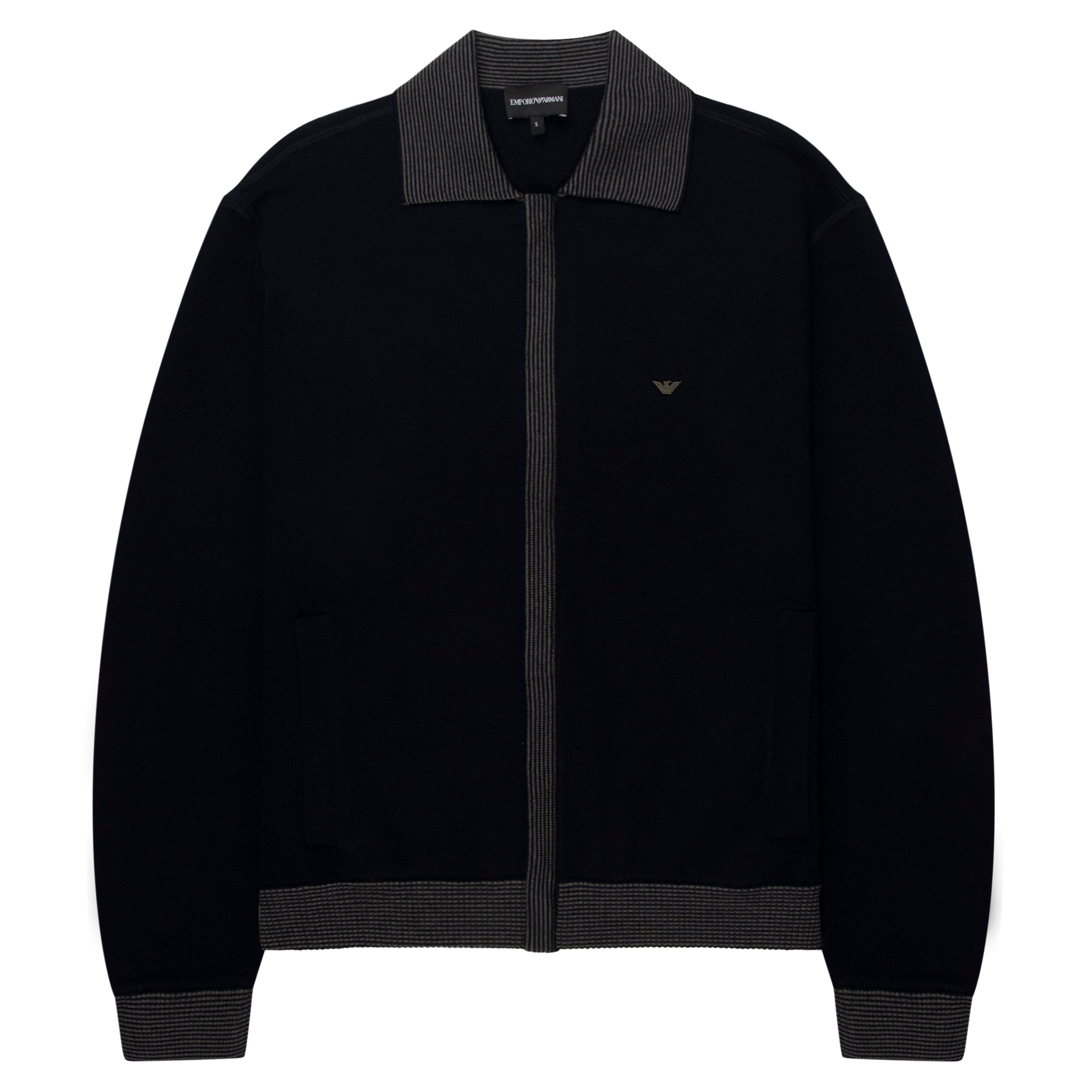 Full Zip Armani Zip Cardigan Emporio Armani Navy Woolen Trim