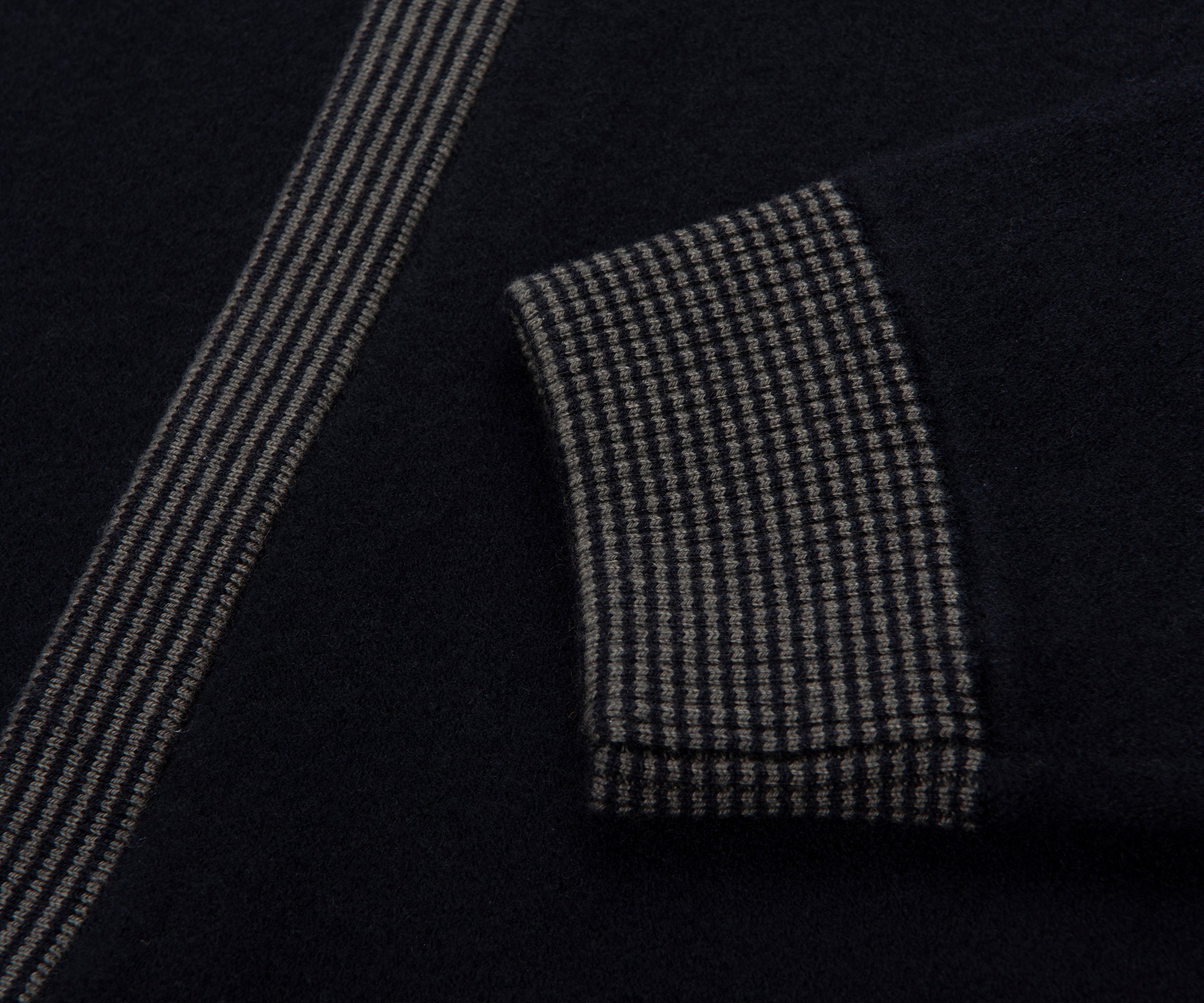Emporio Armani Navy Woolen Trim Detailed Full Zip Cardigan