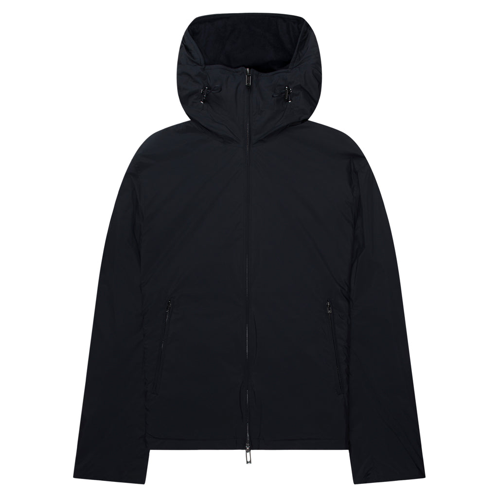 Emporio Armani Navy Fleece Lined Hooded Puffer Coat