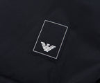 Emporio Armani Navy Fleece Lined Hooded Puffer Coat