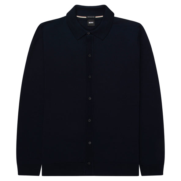 Boss Navy Helbert Full Button LS Polo
