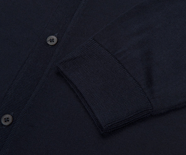 Boss Navy Helbert Full Button LS Polo