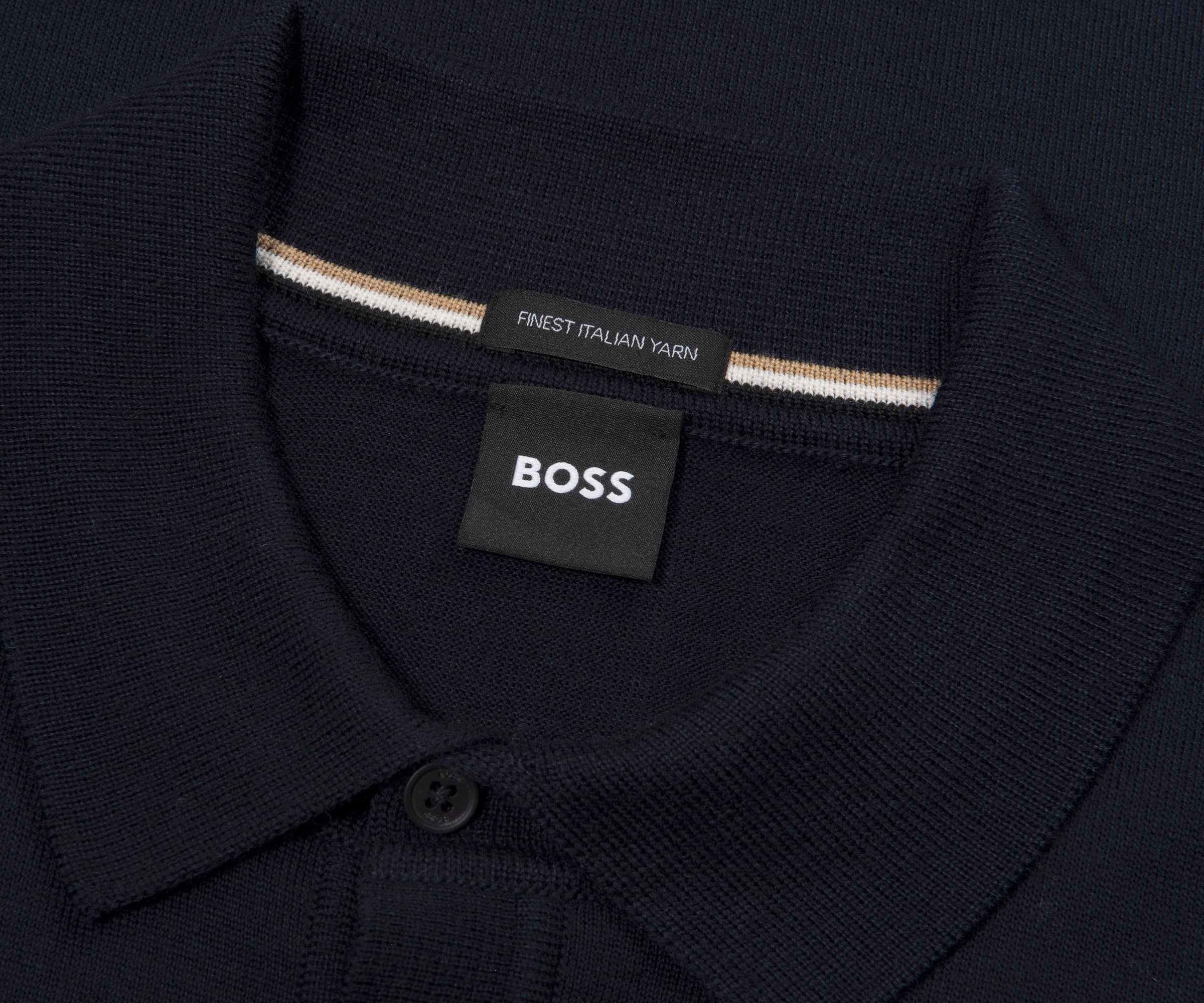 Boss Navy Helbert Full Button LS Polo