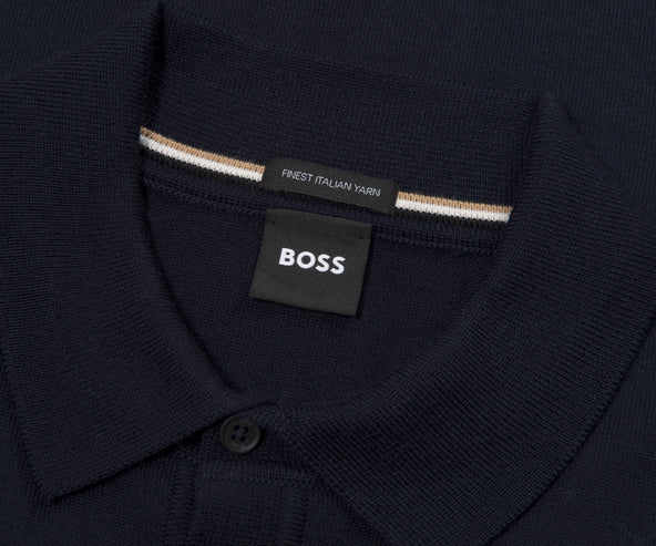 Boss Navy Helbert Full Button LS Polo
