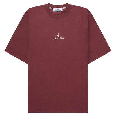 Stone Island Red Stitched Back Embroidered Logo T-Shirt