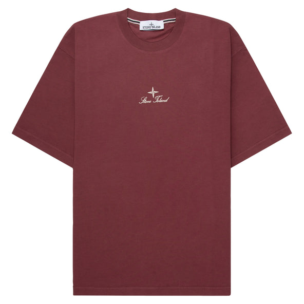 Stone Island Red Stitched Back Embroidered Logo T-Shirt