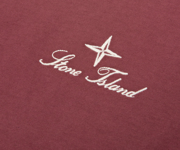 Stone Island Red Stitched Back Embroidered Logo T-Shirt