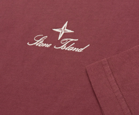 Stone Island Red Stitched Back Embroidered Logo T-Shirt