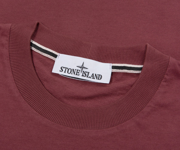 Stone Island Red Stitched Back Embroidered Logo T-Shirt
