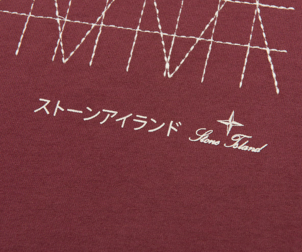 Stone Island Red Stitched Back Embroidered Logo T-Shirt
