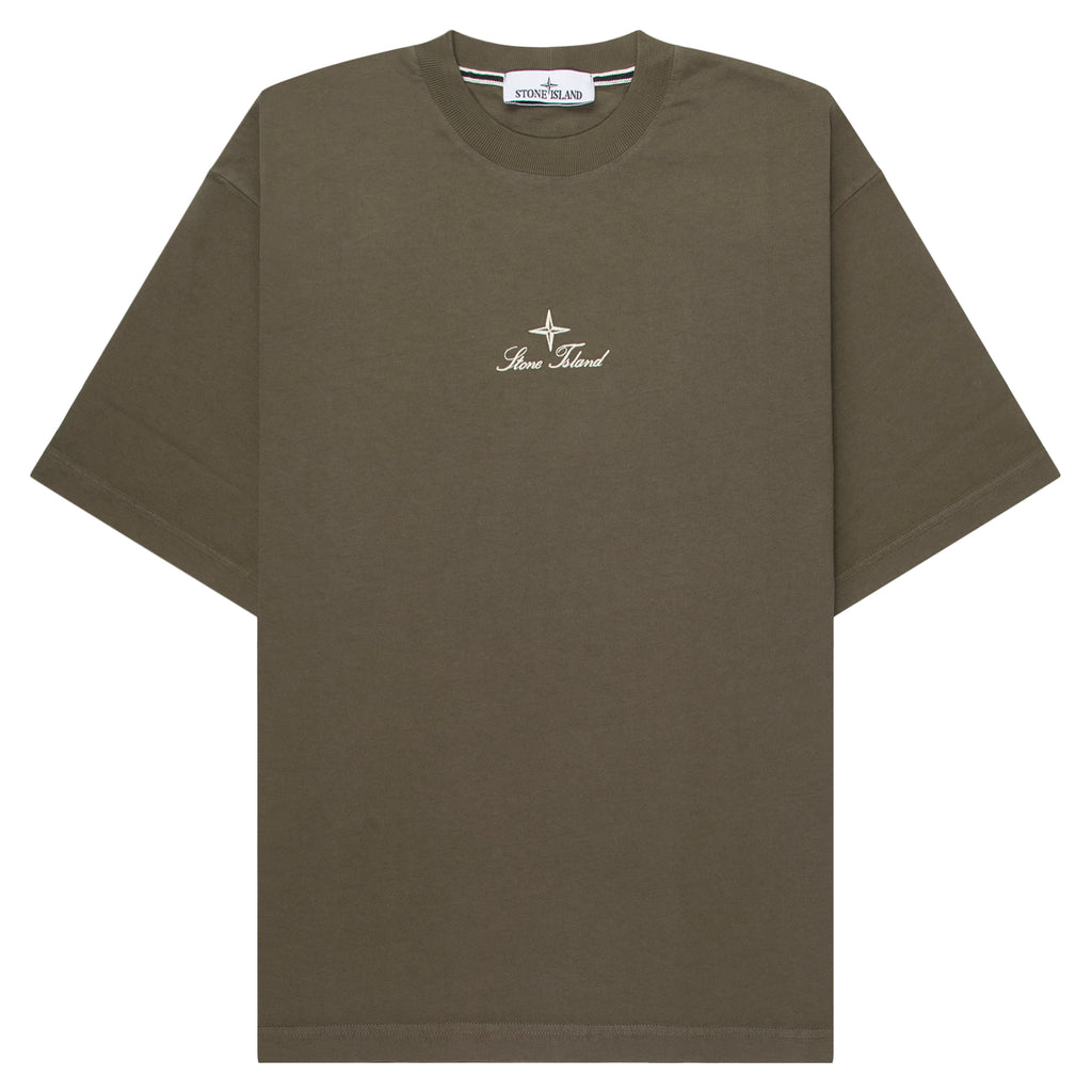 Stone Island Green Stitched Back Embroidered Logo T-Shirt
