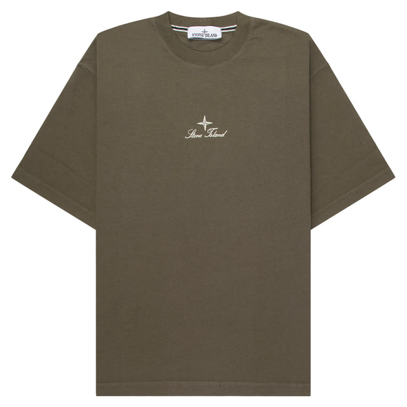 Stone Island Green Stitched Back Embroidered Logo T-Shirt