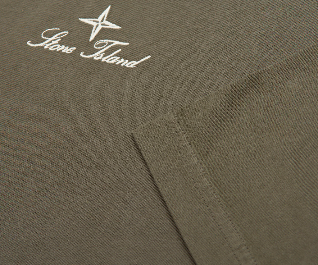 Stone Island Green Stitched Back Embroidered Logo T-Shirt