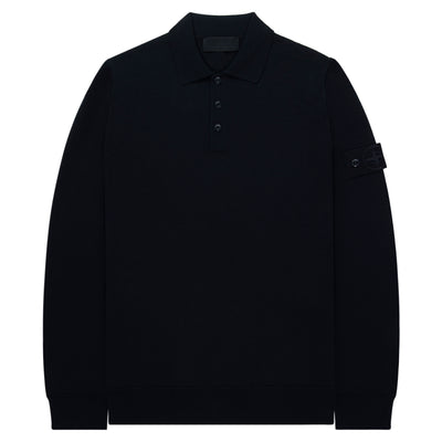 Stone Island Ghost Navy Long Sleeve Knit Polo