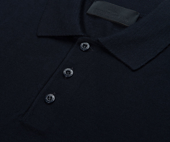 Stone Island Ghost Navy Long Sleeve Knit Polo