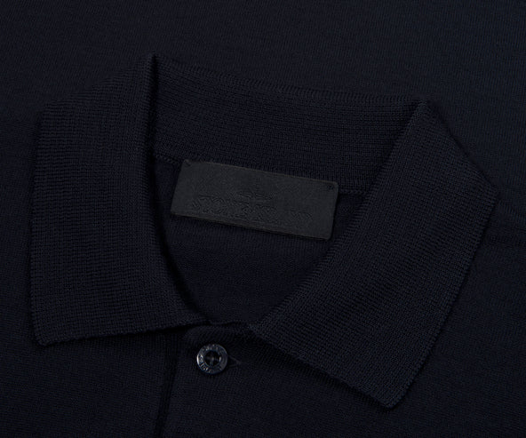 Stone Island Ghost Navy Long Sleeve Knit Polo