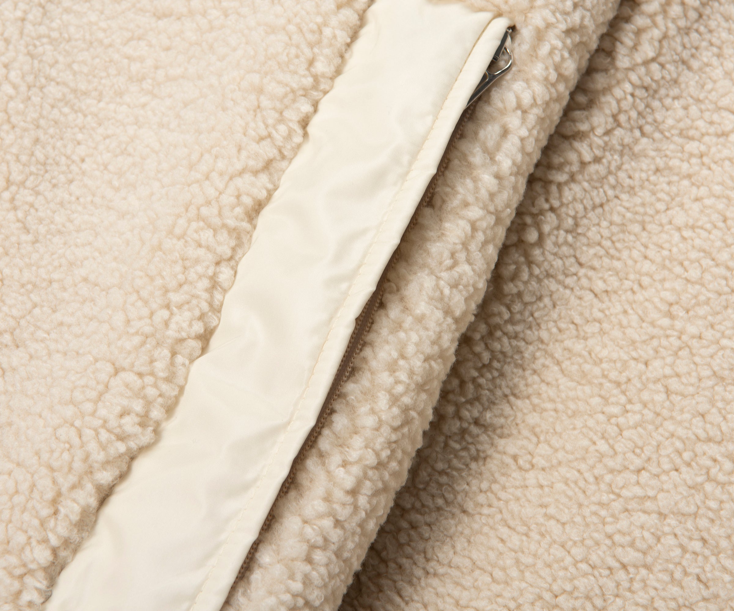 Moncler Cream Teddy Zip Up Sweatshirt Chest Pocket