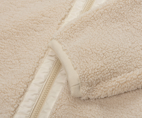 Moncler Cream Teddy Zip Up Sweatshirt Chest Pocket