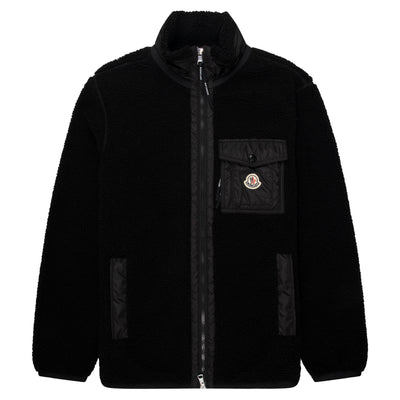 Moncler Black Teddy Zip Up Sweatshirt Chest Pocket