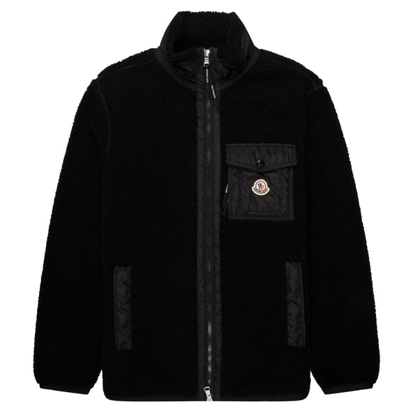 Moncler Black Teddy Zip Up Sweatshirt Chest Pocket