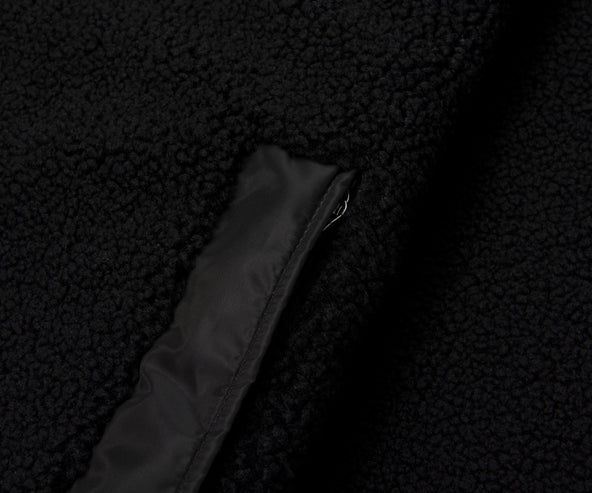 Moncler Black Teddy Zip Up Sweatshirt Chest Pocket