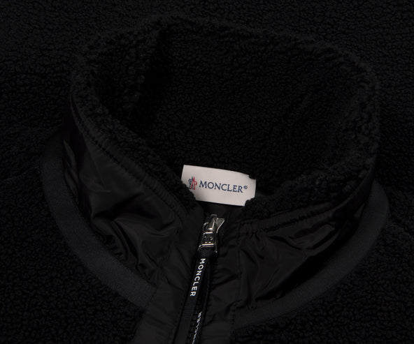 Moncler Black Teddy Zip Up Sweatshirt Chest Pocket