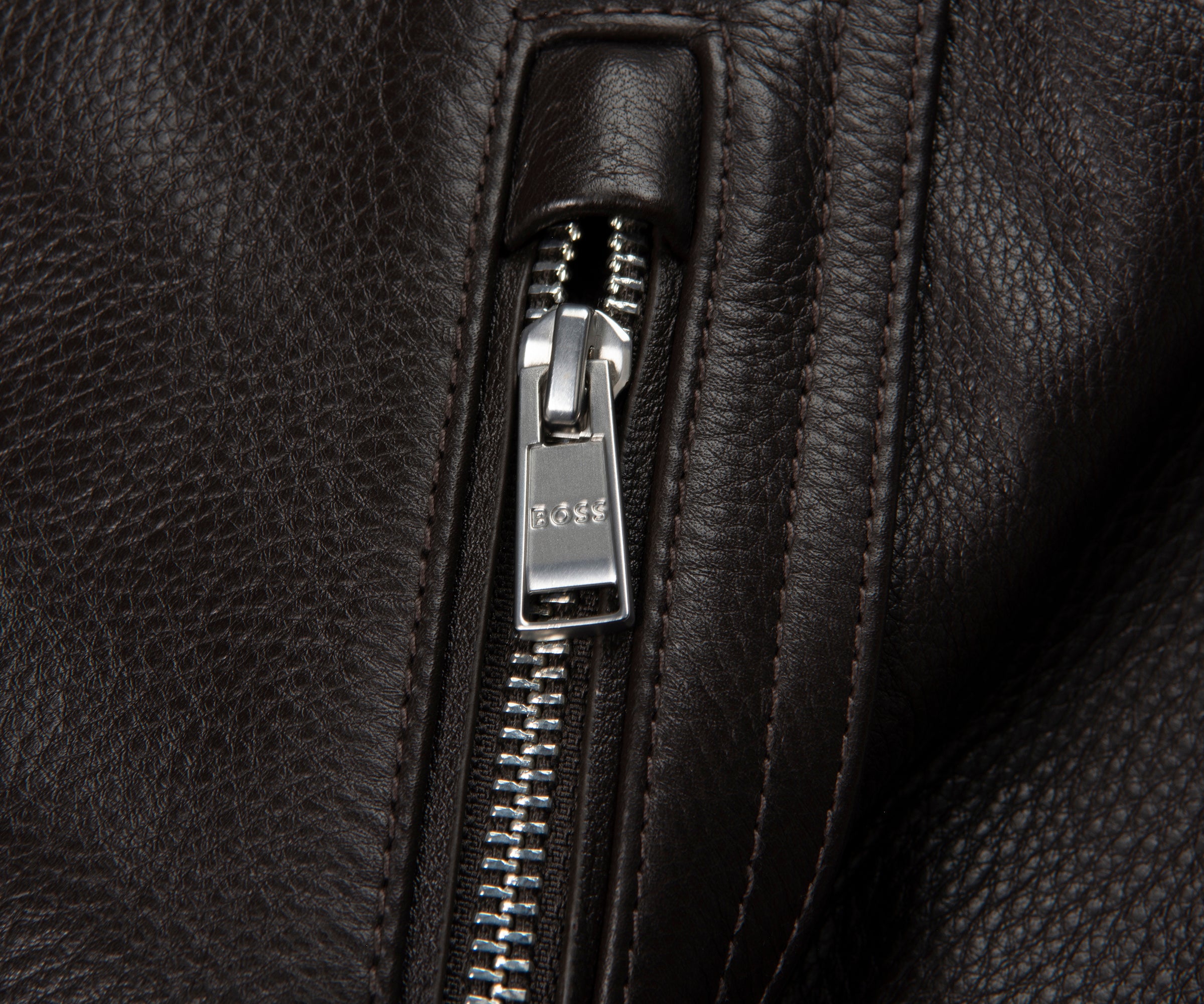 Boss Chocolate C Mander Leather Bomber Jacket