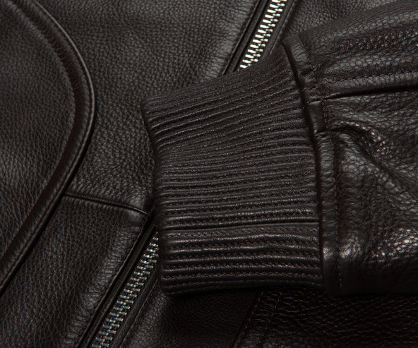 Boss Chocolate C Mander Leather Bomber Jacket