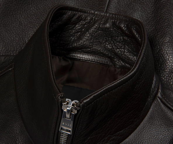 Boss Chocolate C Mander Leather Bomber Jacket