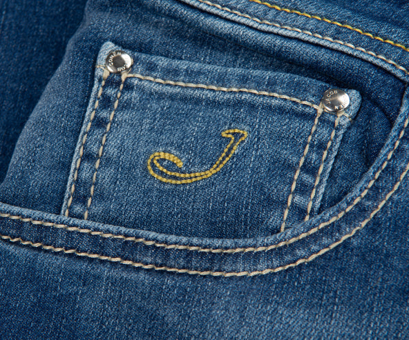 Jacob Cohen Eduard Blue Yellow Patch Jeans
