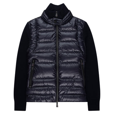 Moncler Grenoble Navy Padded Wool Zip Up Cardigan