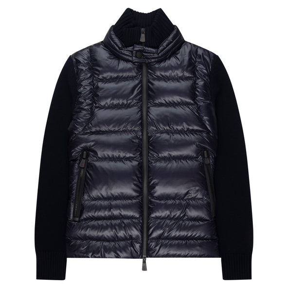 Moncler Grenoble Navy Padded Wool Zip Up Cardigan