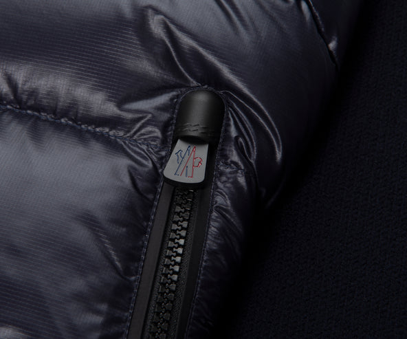 Moncler Grenoble Navy Padded Wool Zip Up Cardigan