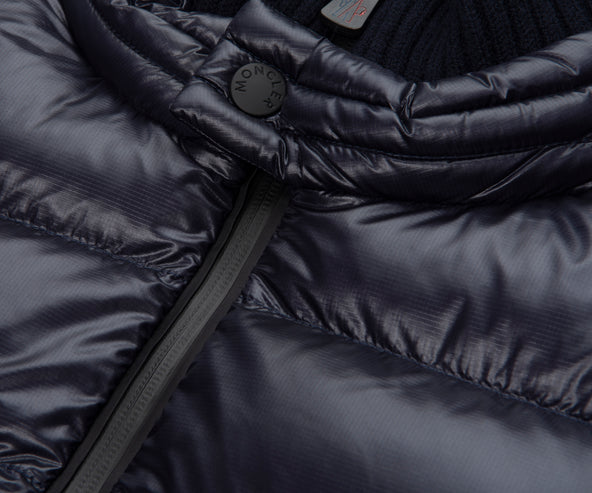 Moncler Grenoble Navy Padded Wool Zip Up Cardigan