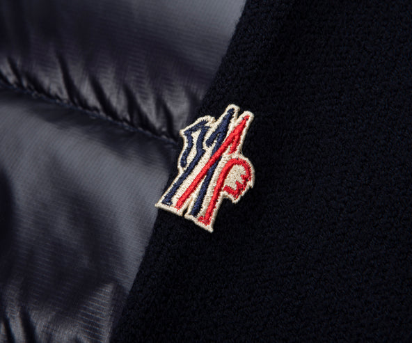 Moncler Grenoble Navy Padded Wool Zip Up Cardigan