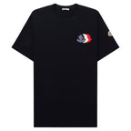 Moncler Black Embroidered Tricolour Logo Cotton T-Shirt
