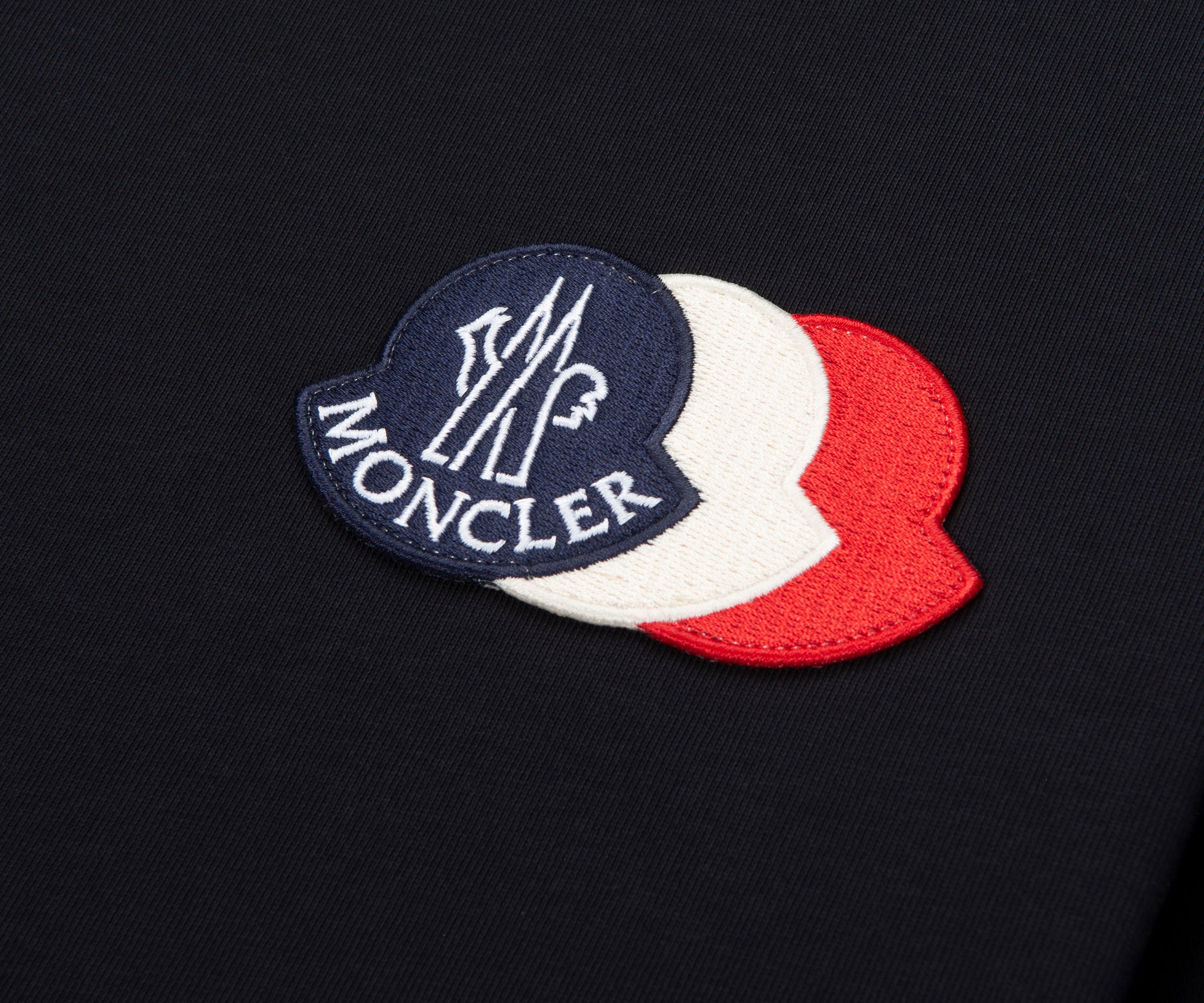 Moncler Black Embroidered Tricolour Logo Cotton T-Shirt