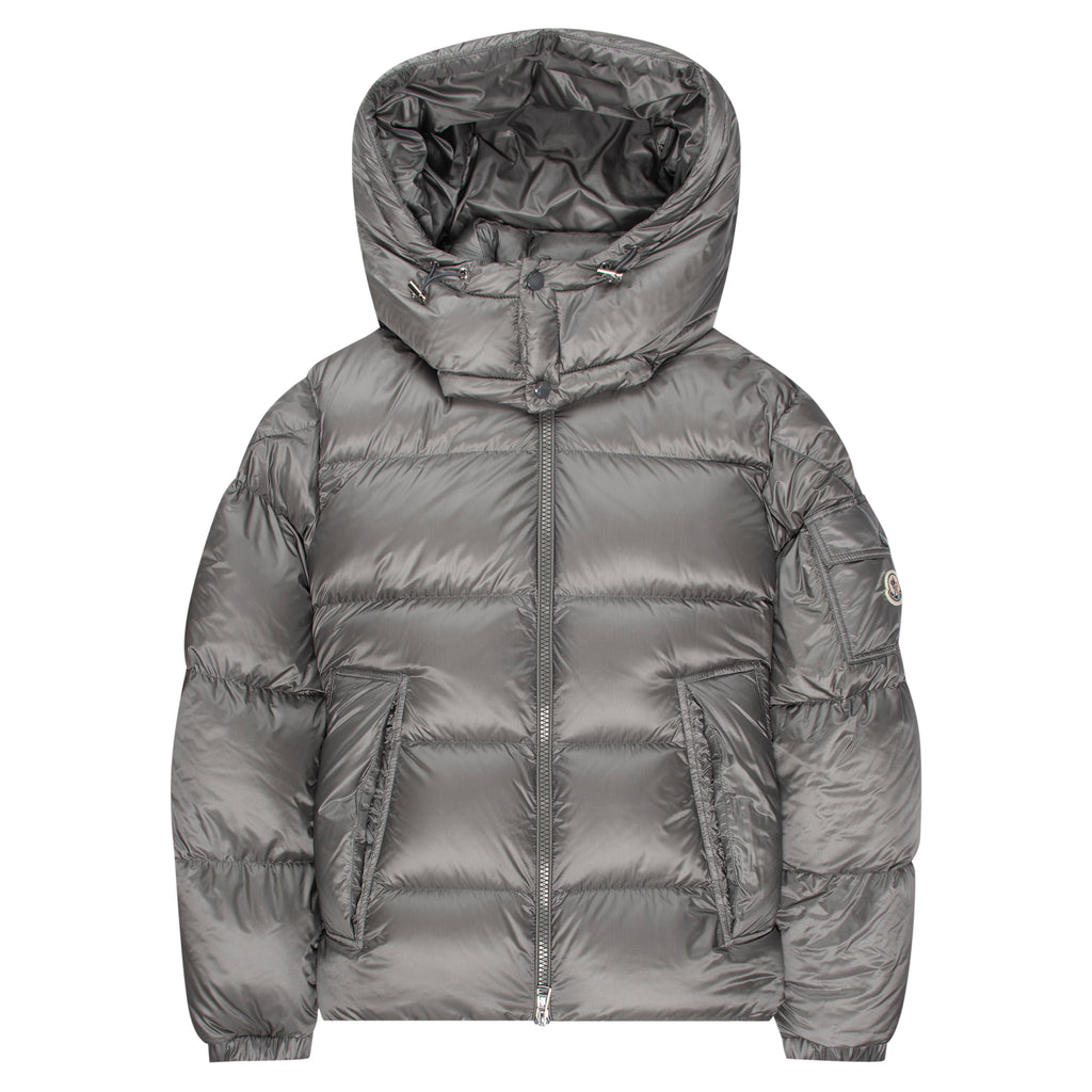 Moncler Couyere Silver Hooded Puffer Jacket